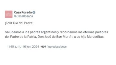 Photo of El mensaje del gobierno nacional inspirado en San Martín para saludar a los padres en su día