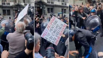 Photo of Tensión e incidentes entre manifestantes y la Policía por una marcha frente al Congreso